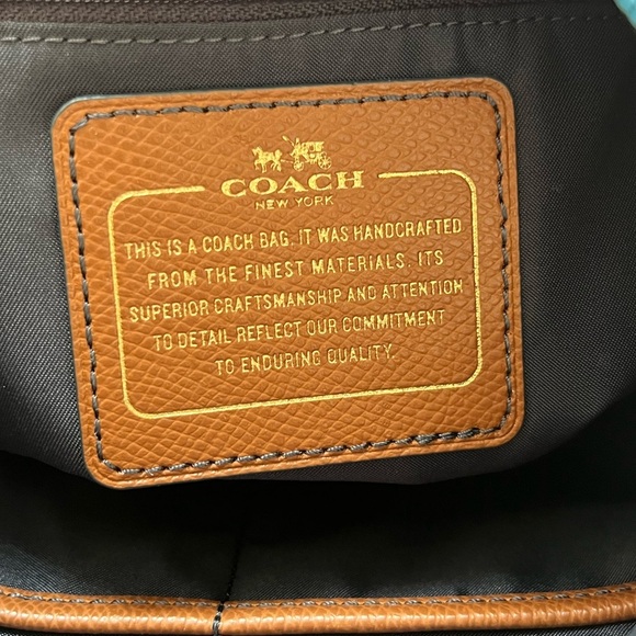 Coach Sawyer Crossbody Bag Canvas Leather Blue Brown - Picture 9 of 10